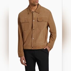 EMPORIO ARMANI Perforated Suede Jacket In Beige IT 52 US 42 XL Org $1,395